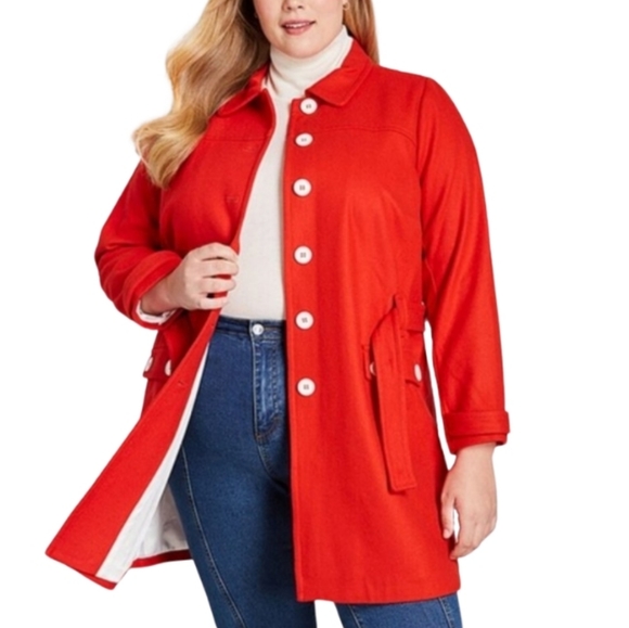 Modcloth Red Mod Belted Car Coat NWT - Picture 14 of 16